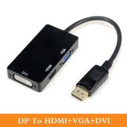 3 in 1 Displayport to HDMI /DVI/VGA 1080P